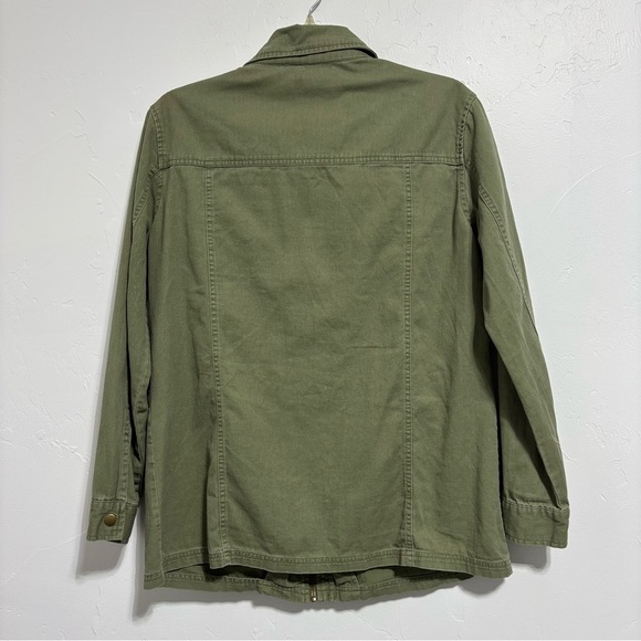 Versona Medium Women's Army Green Snap Zip Jacket Blazer Lightweight FLAW - Picture 7 of 13
